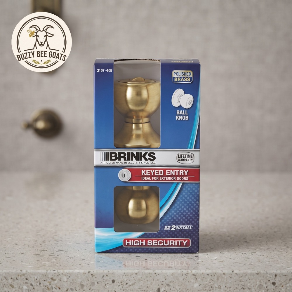 Brinks High Security Keyed Entry Door Knob Ball Style Polished Brass